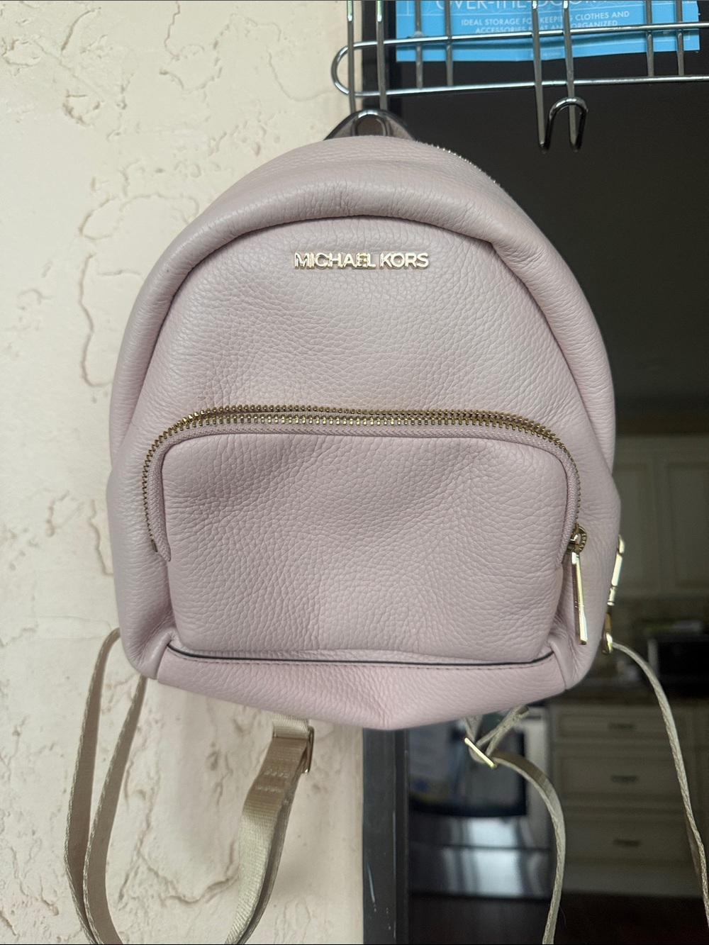 Michael Kors Light Blush Pebbled Leather Mini Backpack with Gold Hardware